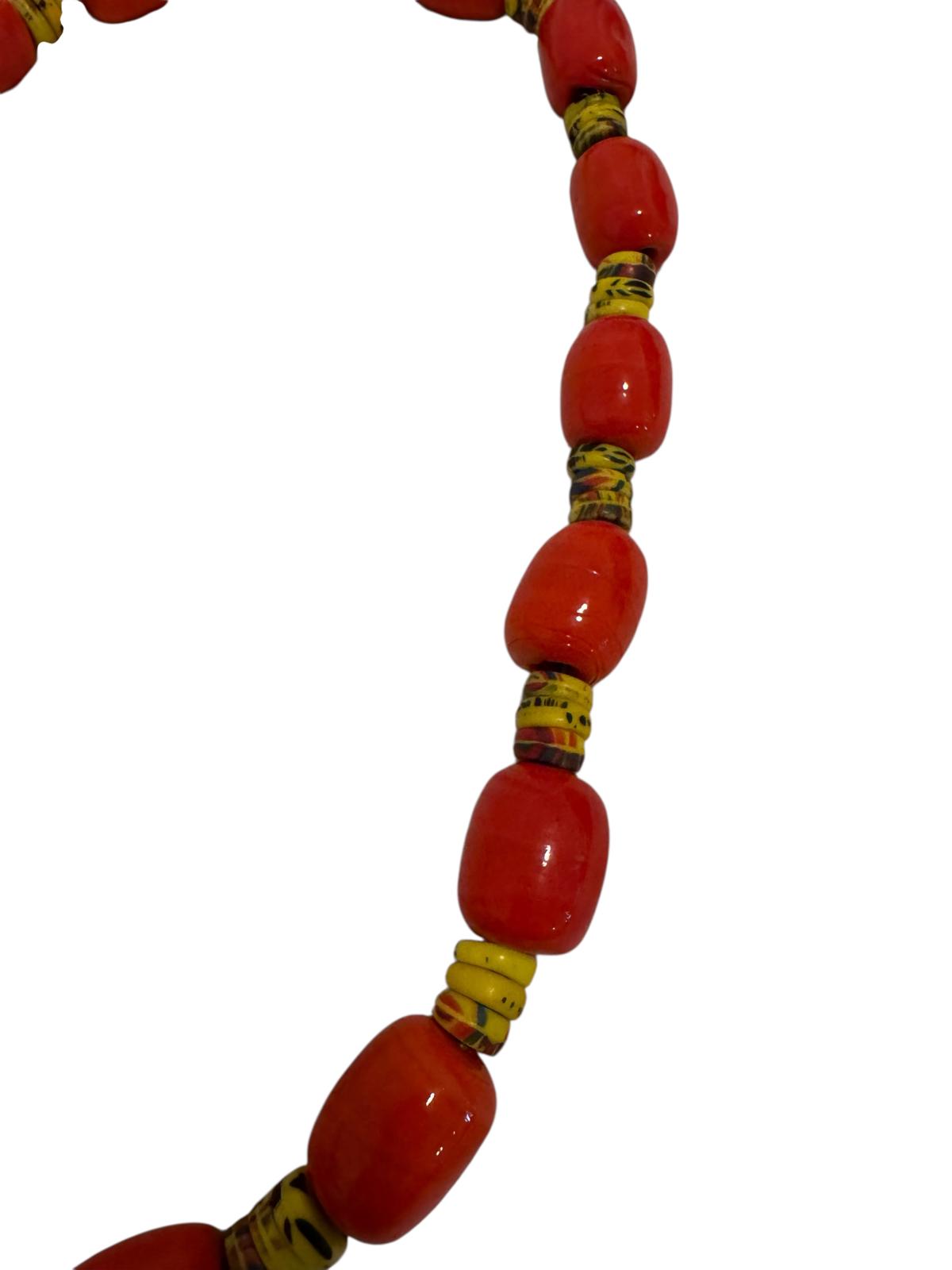 Vintage Large Ghana Kiffa Trade Bead Necklace Circa 1960s