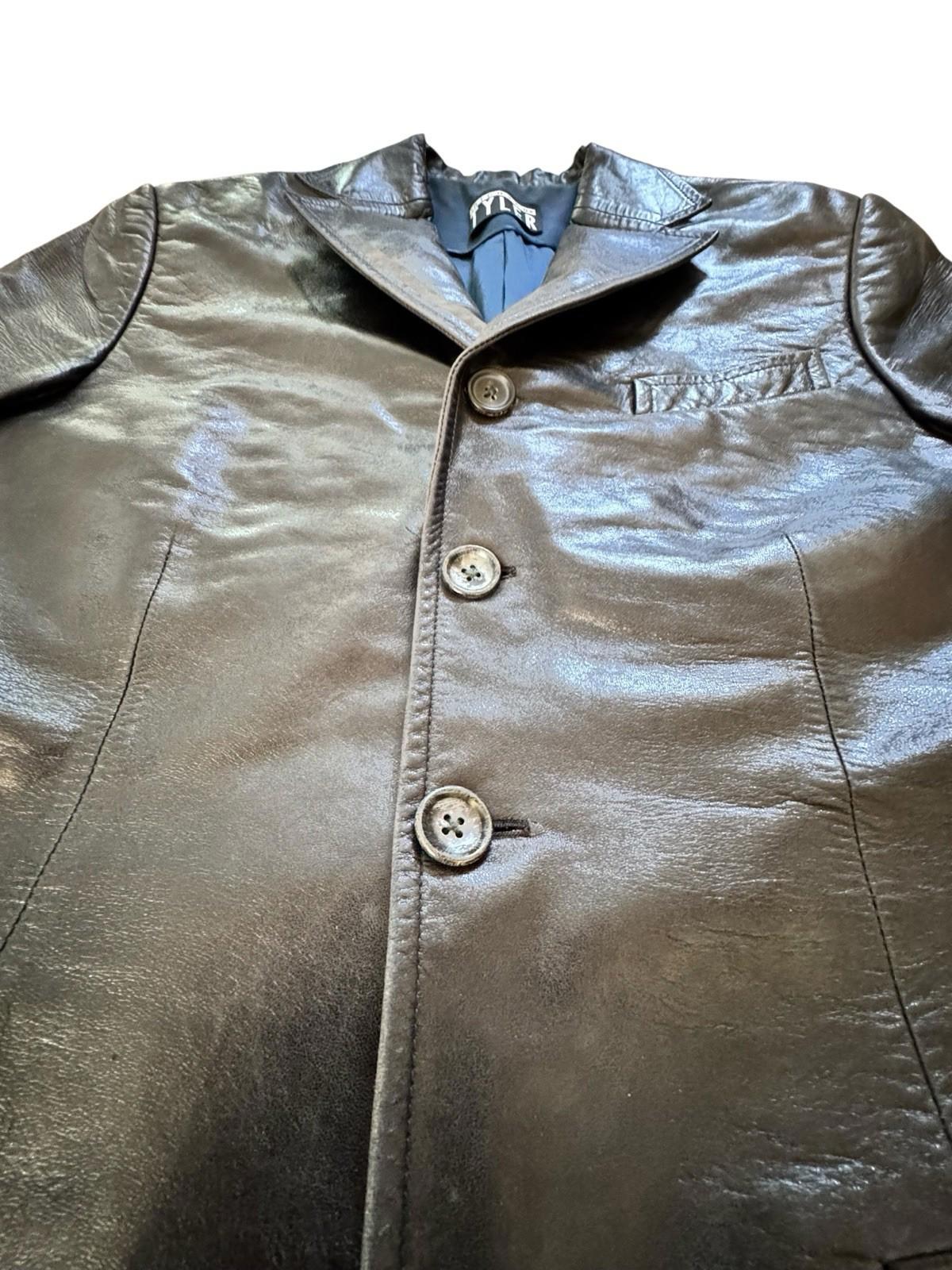 Richard Tyler Couture Black Three Button Leather Jacket Coat Size S/M