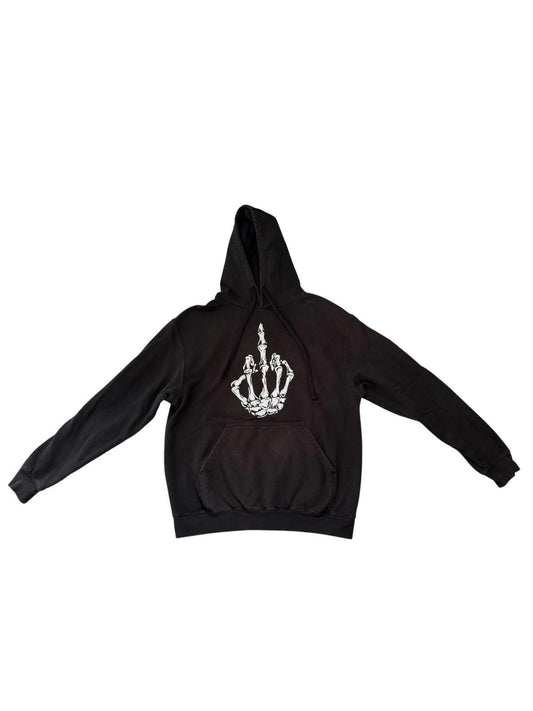 Skeleton Hand Middle Finger Fu*k You Hoodie Halloween Size Medium