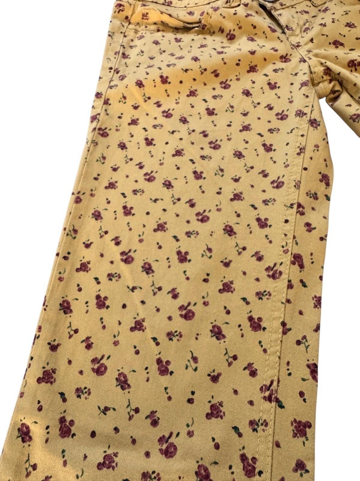 Vintage Y2K Women's American Rag Cie Mustard Yellow Jeans With Roses Excellent