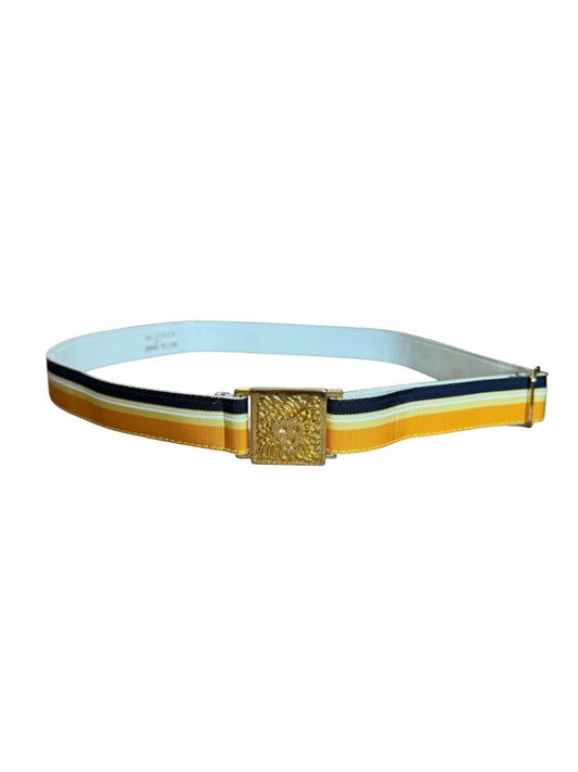 Vintage Anne Klein 1976 Accessocraft NYC Gold Lion Belt Buckle w/ Grosgrain Belt