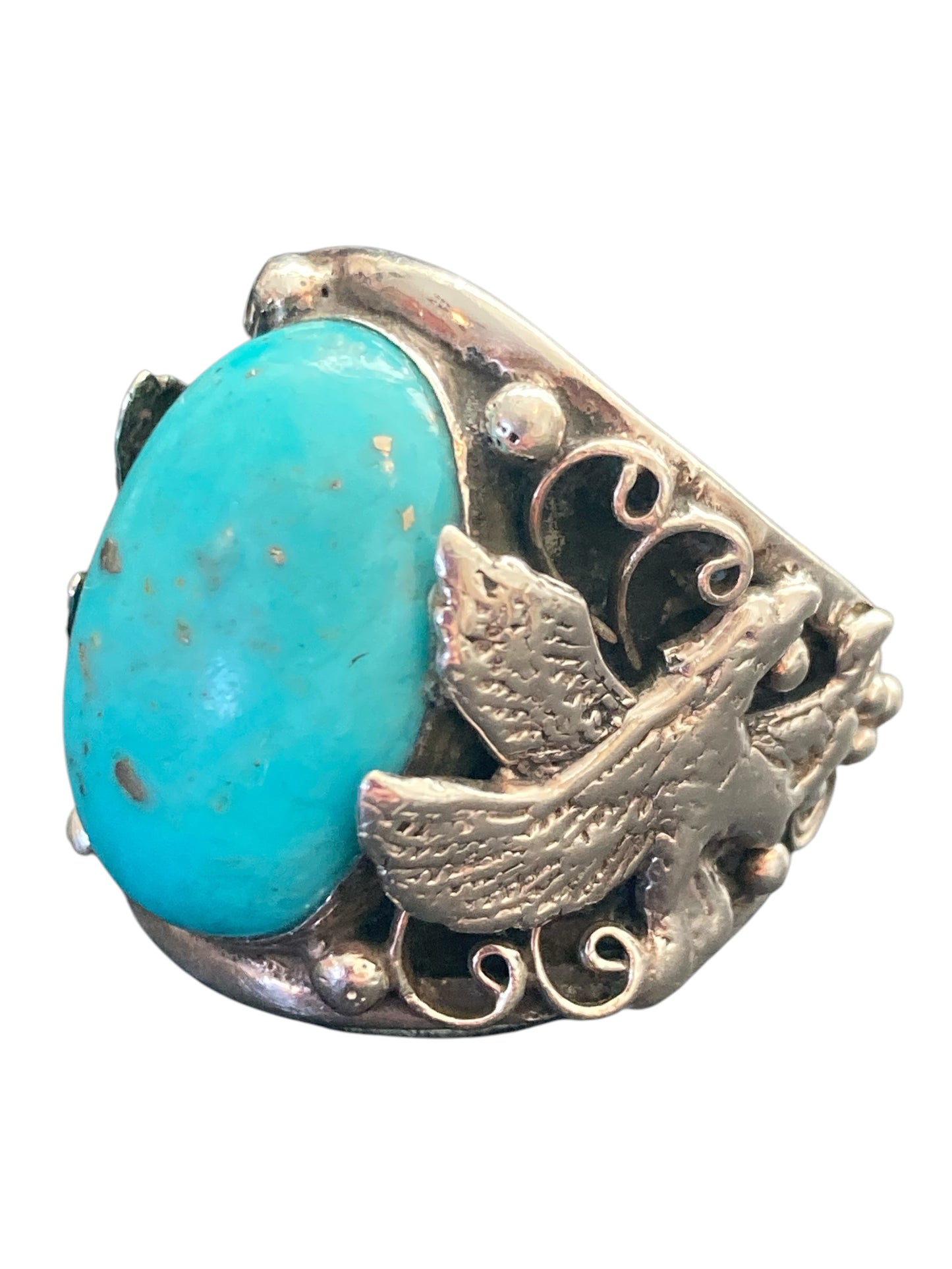 Sterling Silver Turquoise Eagle Ring
