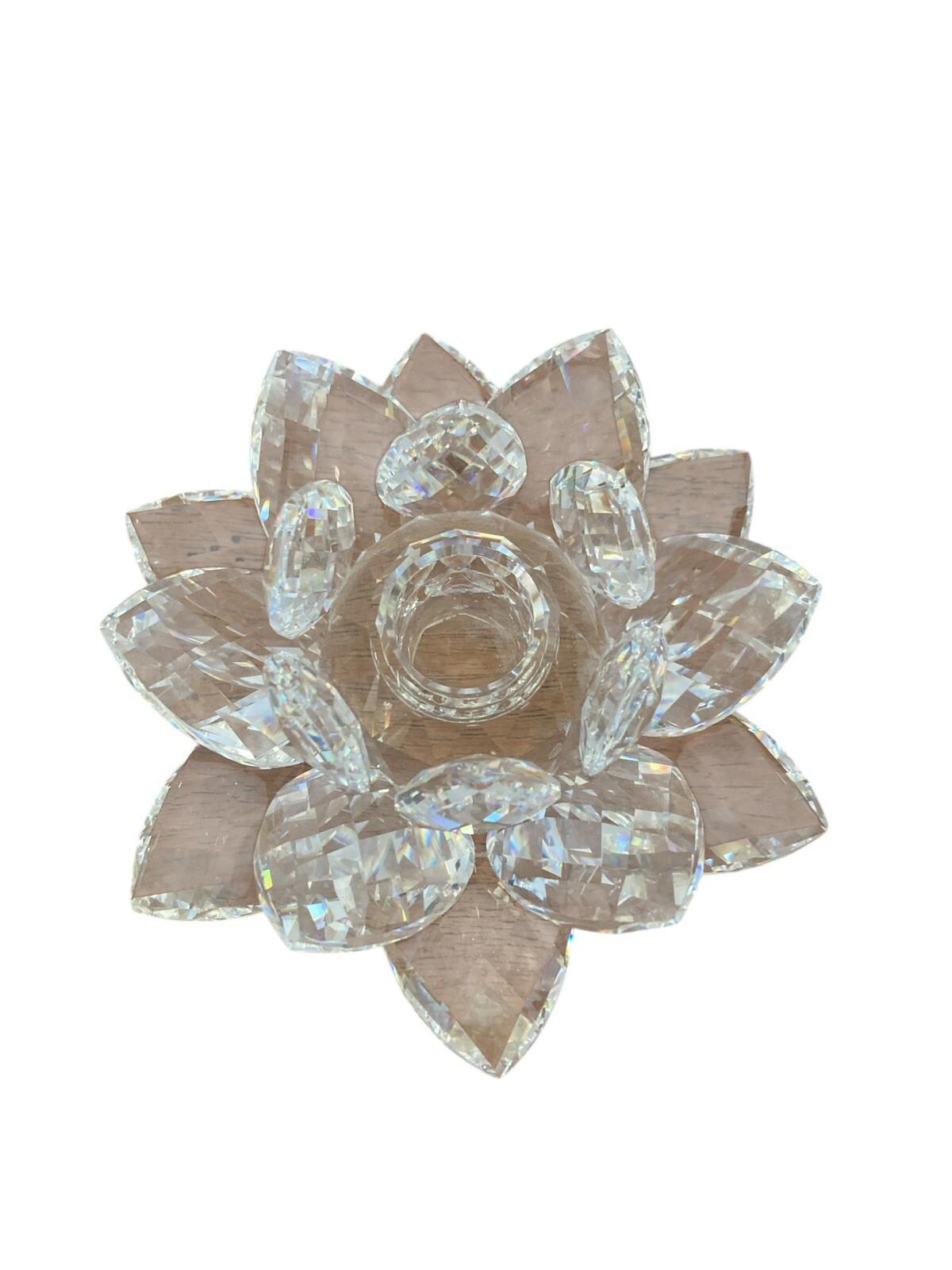 Swarovski Large Lotus Flower Crystal Glass Spiritual Flower Figurine Austria