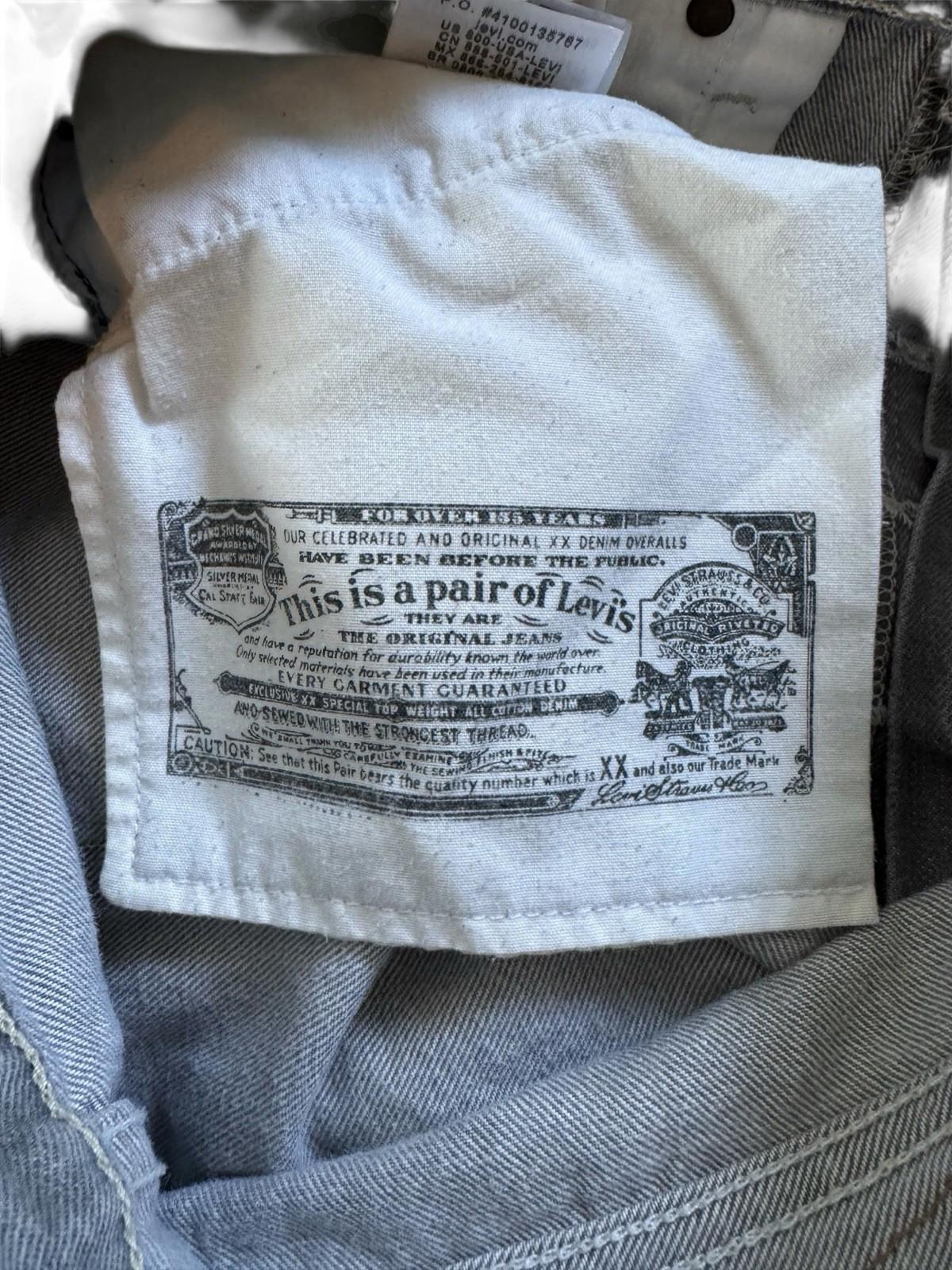 Vintage Mens Levis 501 Button Jeans Fly 34 x 32 Grey Near Perfect