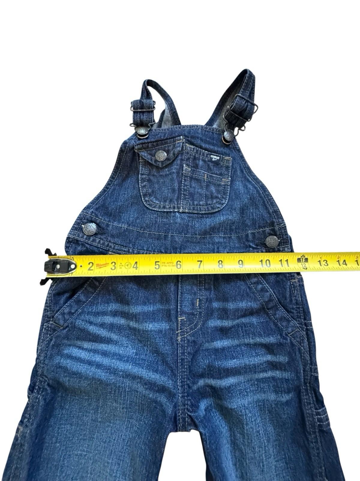 OshKosh B'Gosh Blue Cotton Overalls Vestbak Train Conductor Toddler 24 Months