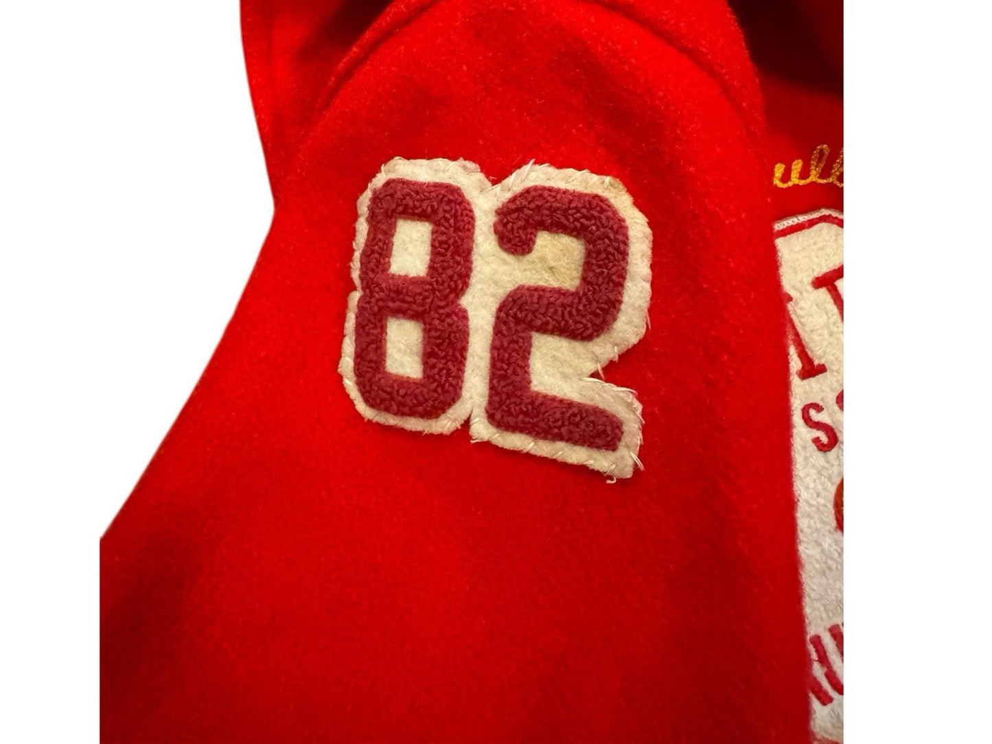 Vintage Skookum Women's Wool Red Yellow Softball JV Varsity Jacket Halloween