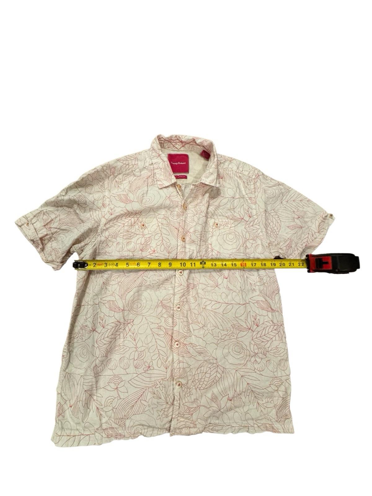 Tommy Bahama Island Modern Fit Red Floral Hawaiian Silk Cotton Shirt Mens M