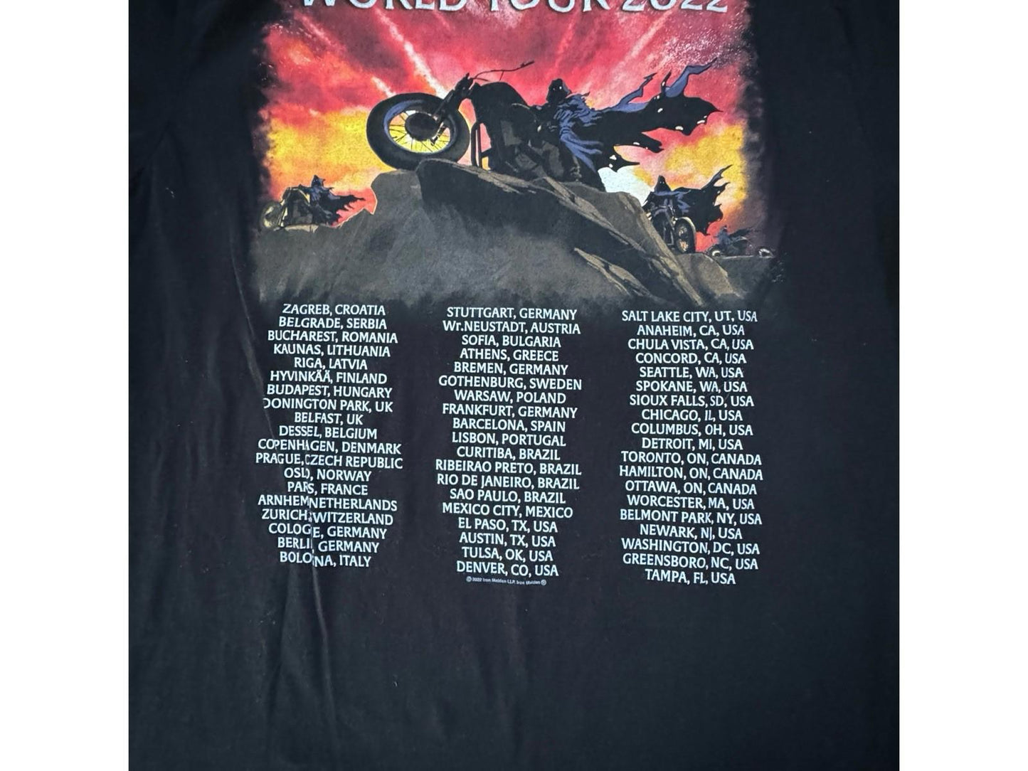 Iron Maiden Legacy Of The Beast World Tour 2022 Men’s Black XL T-Shirt FREE SHIP