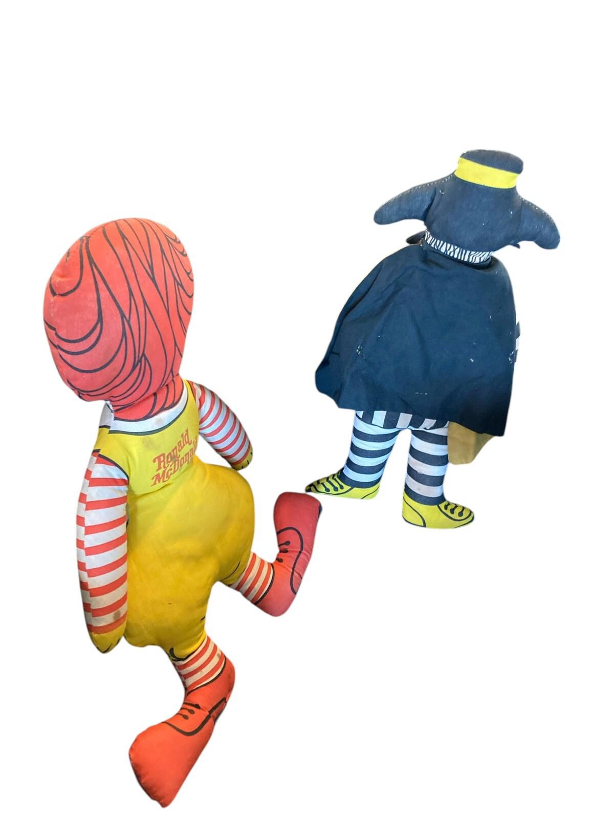 Pair Vintage 1973 McDonald's Ronald McDonald and Hamburglar Stuffed Animal Toys