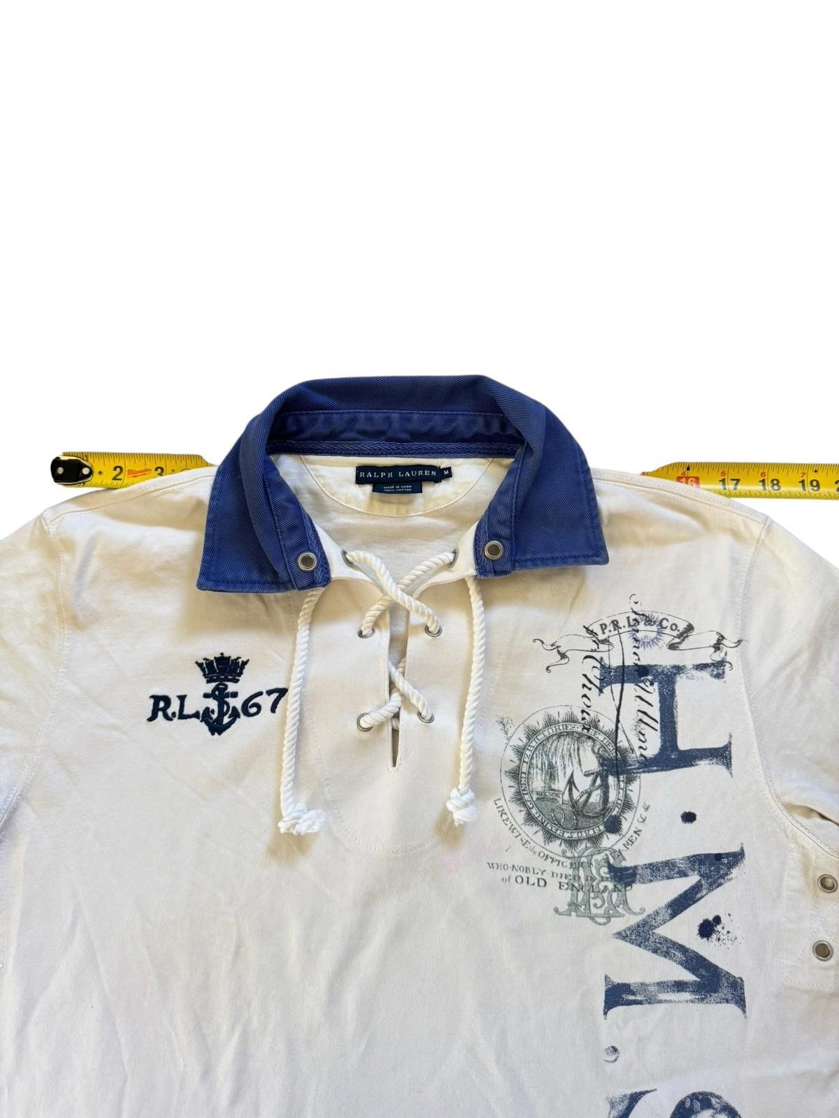 Vintage Polo Rugby Shirt HMS Ralph Lauren Preppy Yachting Sportsman Rope Ties M