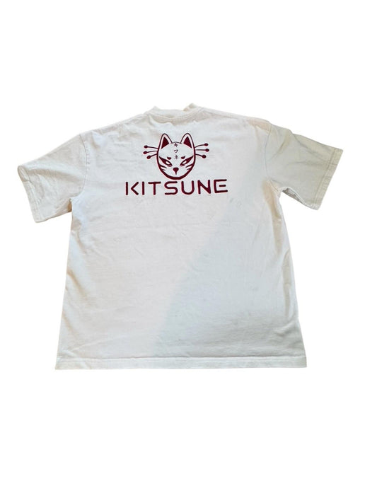 Japanese KITSUNE Heavy White 100% Cotton Mens TShirt Check Dimensions XS