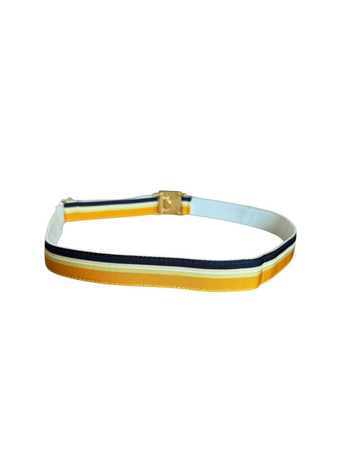 Vintage Anne Klein 1976 Accessocraft NYC Gold Lion Belt Buckle w/ Grosgrain Belt