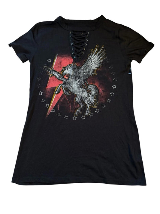 Vintage Y2K Arizona Jean Company Black Unicorn T-Shirt Women's XS
