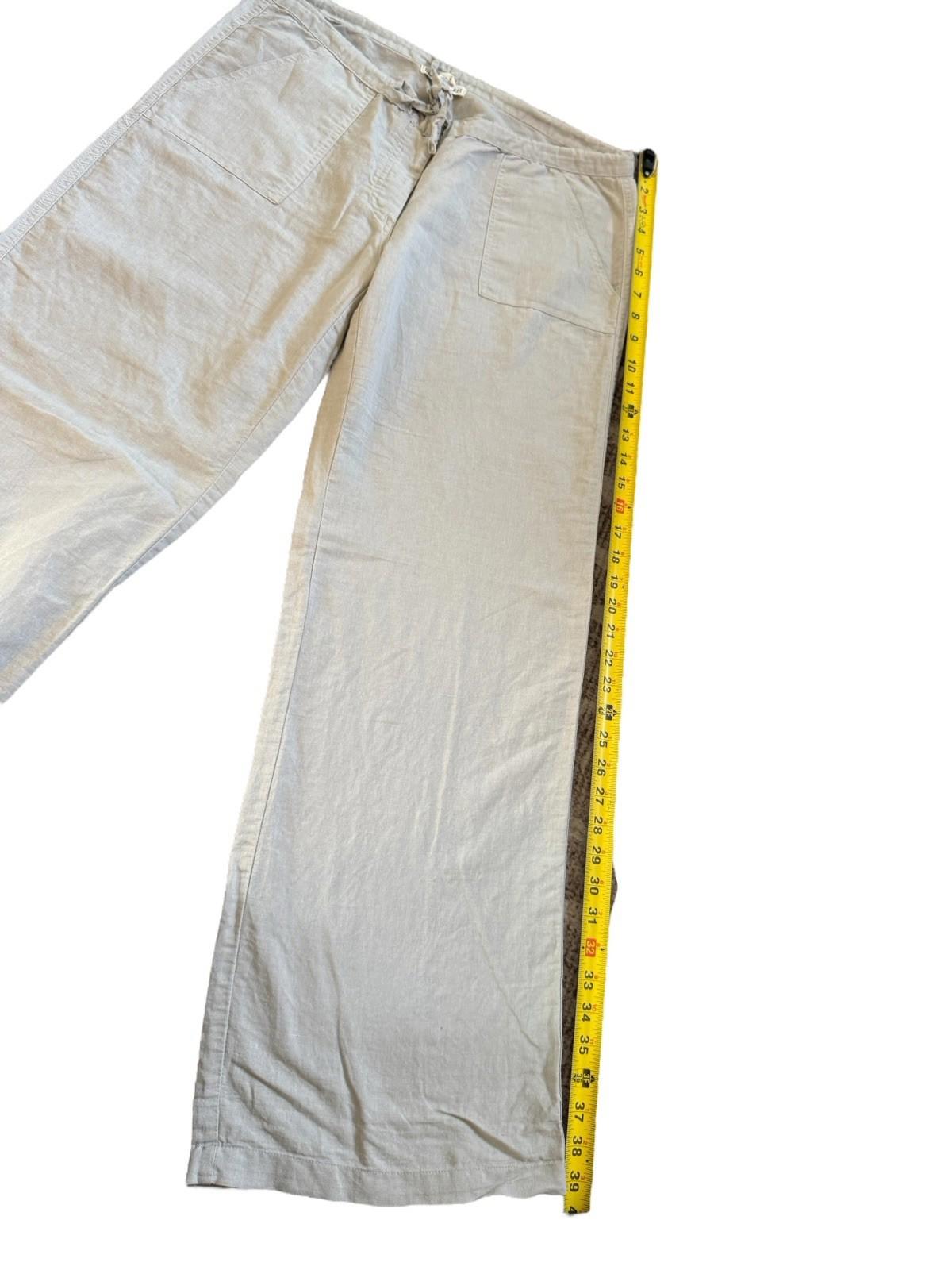 Derek Heart Linen Pants Womens Beige Tan Wide Leg Great For Warm Weather Medium