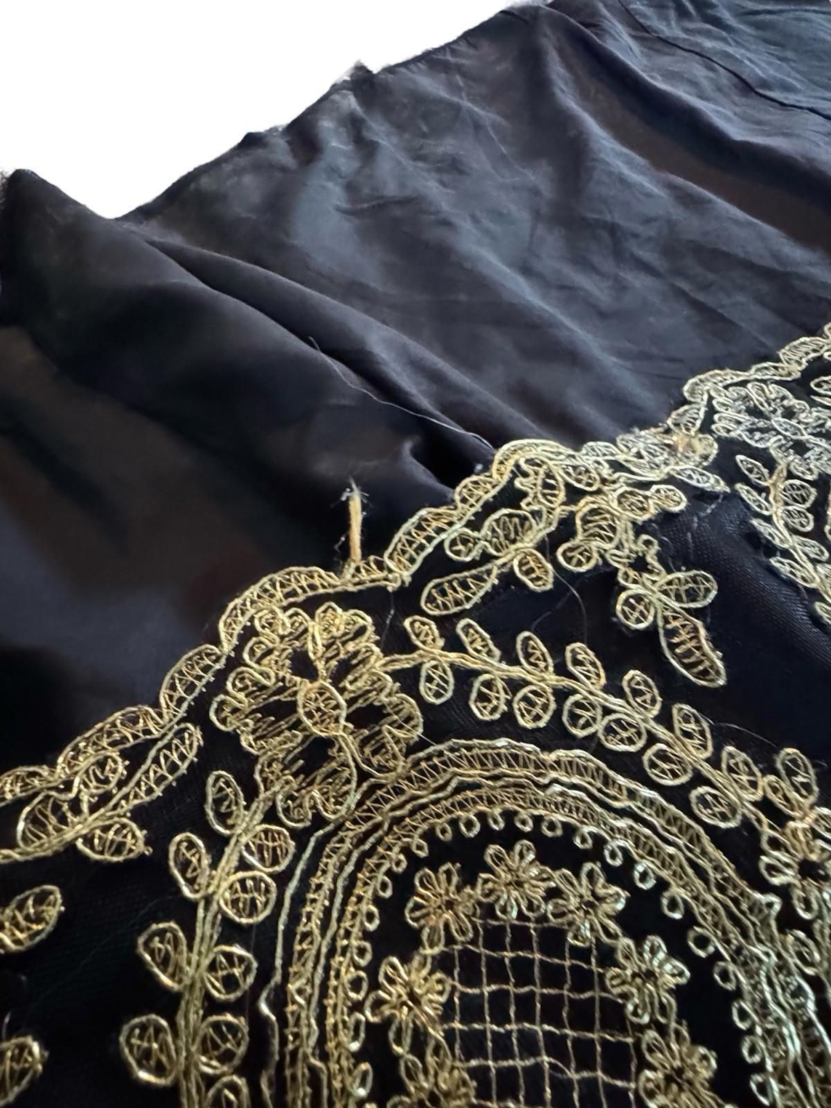 Grace Karin Black Gown Gold Floral Appliques Lined Formal Dress Size 16 Drag