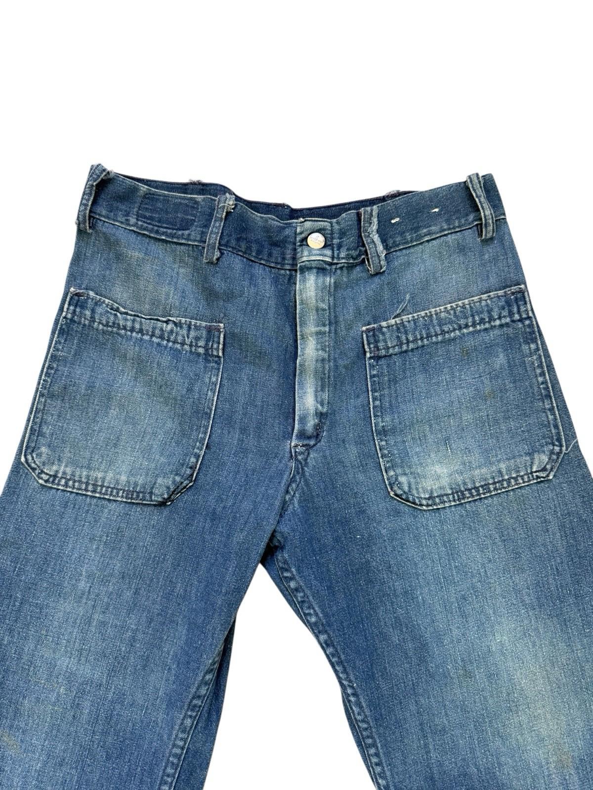 1970’s Seafarer Dungarees Vintage Denim Bell Botton Navy Jeans Size 28x24