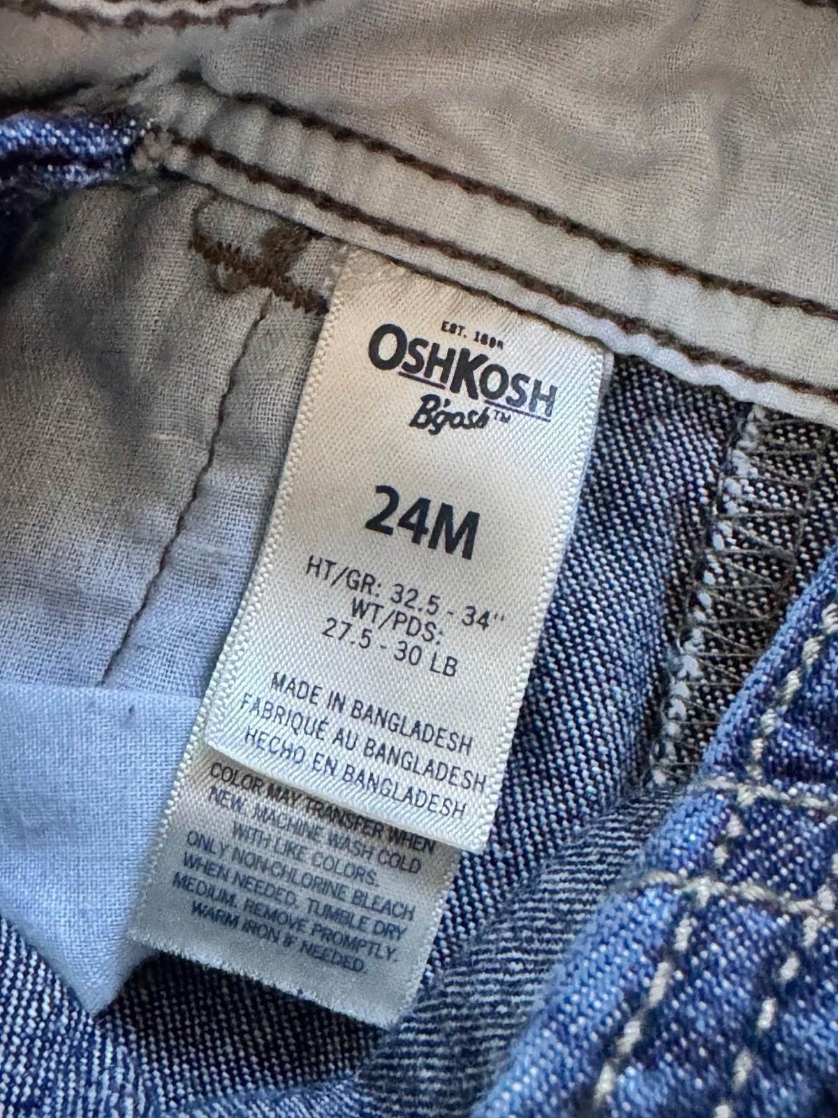 OshKosh B'Gosh Blue Cotton Overalls Vestbak Train Conductor Toddler 24 Months