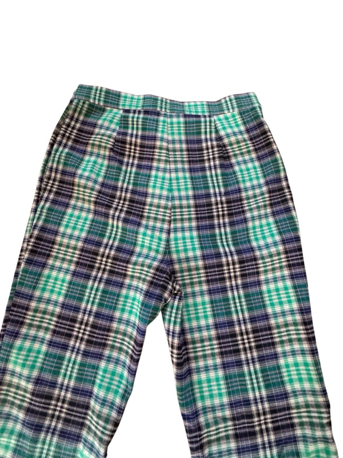 Urban Outfitters Size 4 Pants Plaid Retro Wide Slit Leg Teal Blue Black S BNWT