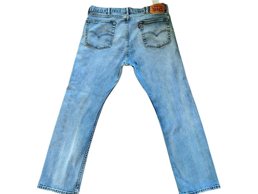 Levis 513 Blue Jeans Size 38 x 30 Denim Well Worn And Soft With Tear
