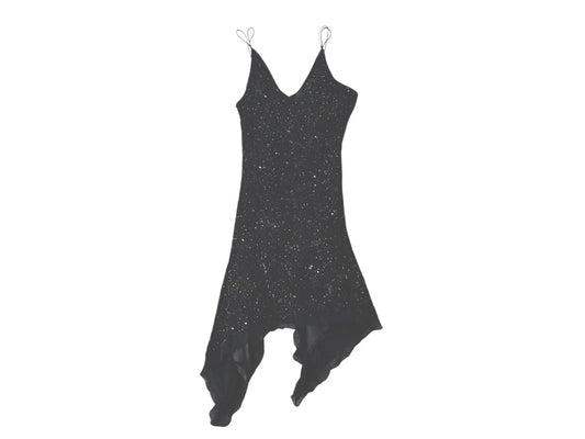 Vintage Mark John Gopal Black Beaded Flapper Dress Drag Formal Cocktail Wedding