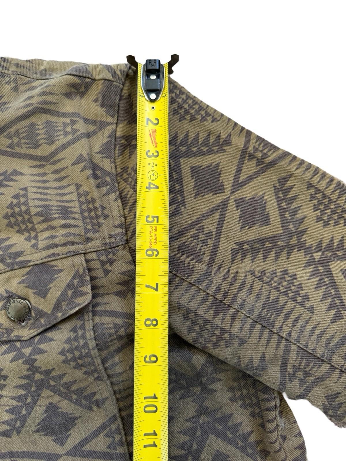 1980s Pendleton Brown Aztec Western Cotton Denim Jean Jacket Removable Collar M