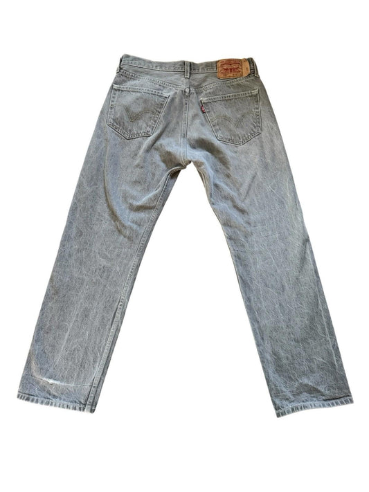Vintage Mens Levis 501 Button Jeans Fly 34 x 32 Grey Near Perfect