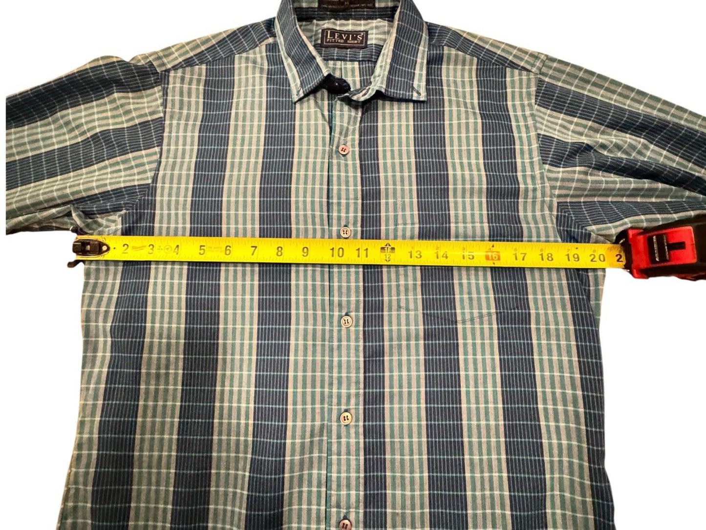 Vintage 1990’s Levi’s Blue Stripped Cotton Button Up Shirt Size Medium