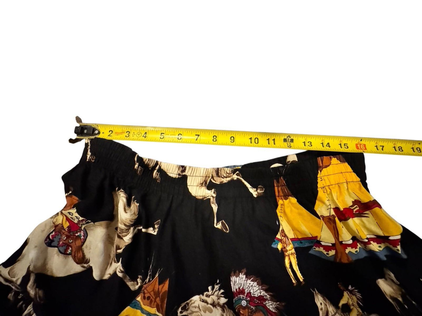 Vintage Western Rodeo Cowgirl Cotton Skirt Native American Horses Made in USA