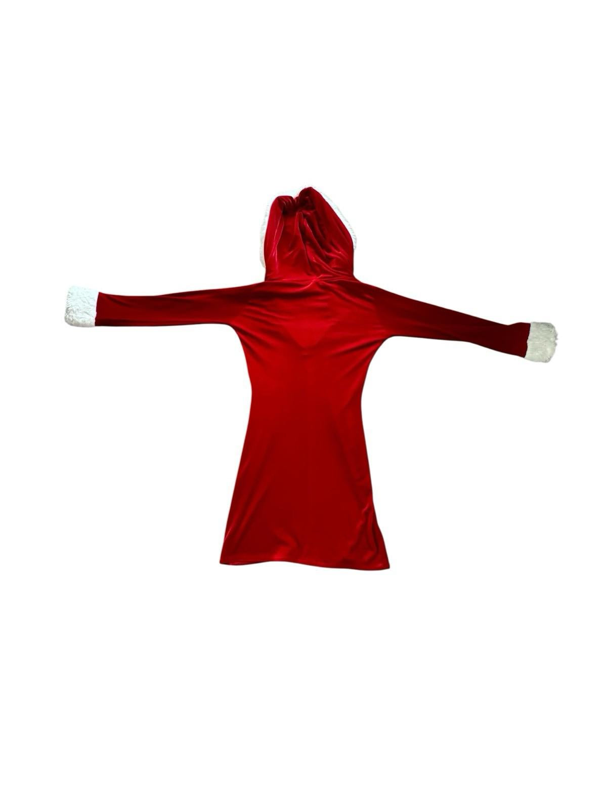 Vintage 1980s J Valentine Mrs. Claus Dress Red Christmas Velour Costume
