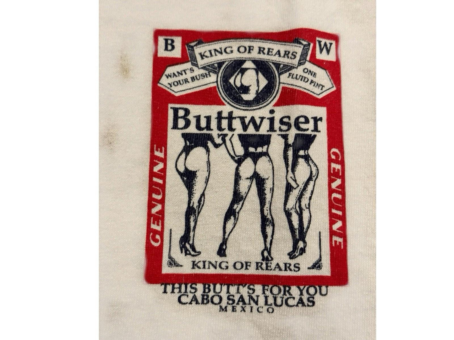 Vintage 80s Buttweiser Budweiser Beer Sleeveless Tshirt Mens XL Graphic T Yazbek