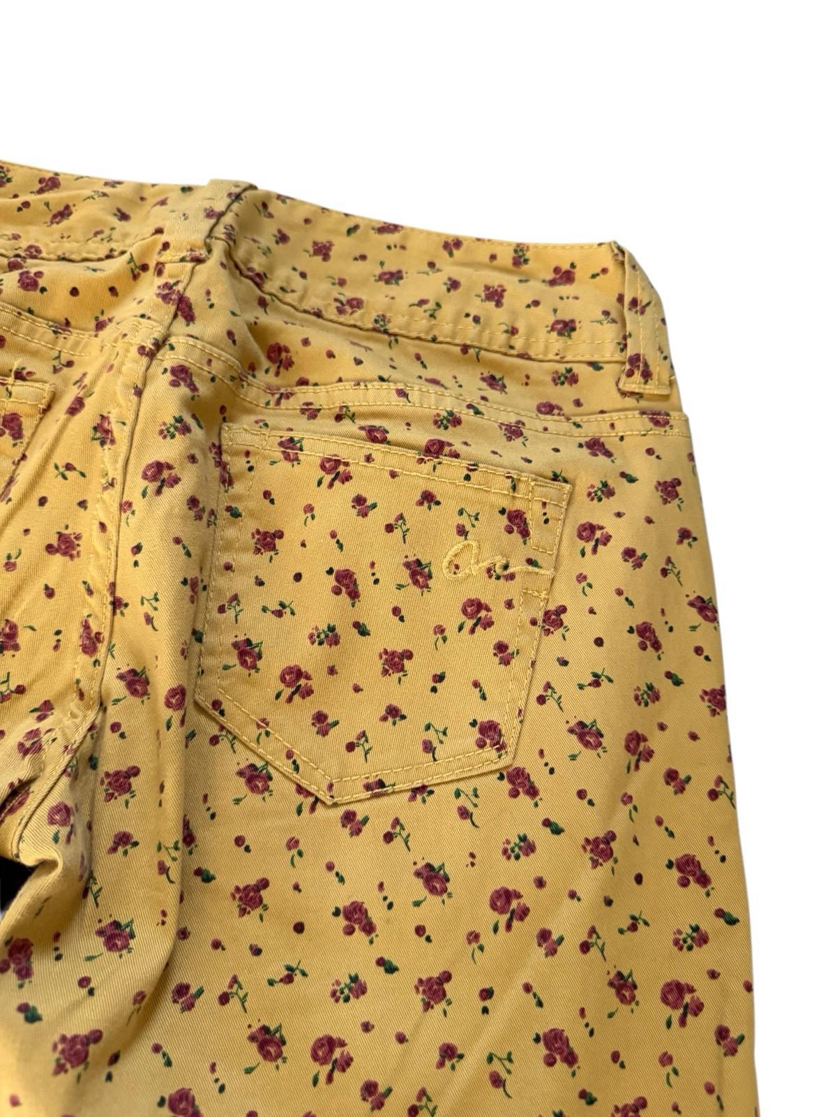 Vintage Y2K Women's American Rag Cie Mustard Yellow Jeans With Roses Excellent
