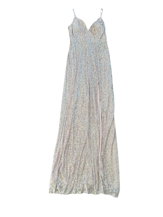 Speechless Pink Sequined Full Length Gown Wedding Prom Party Formal Dress XS