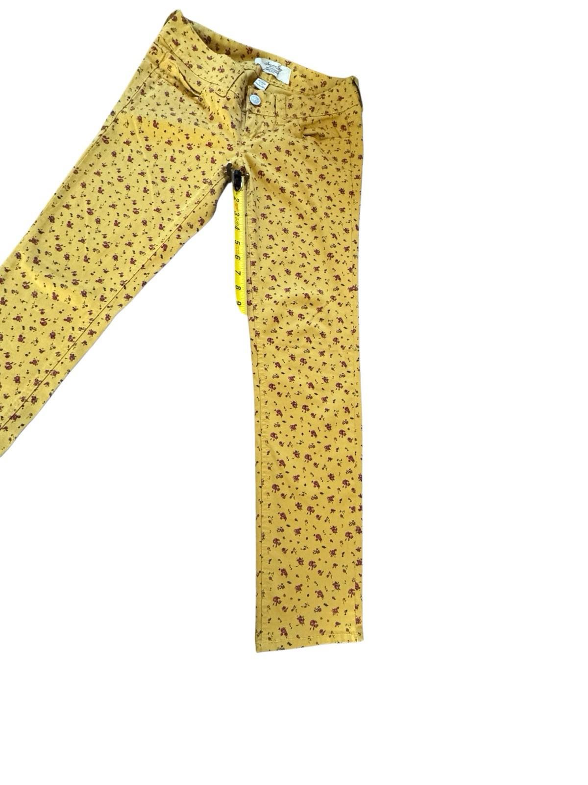 Vintage Y2K Women's American Rag Cie Mustard Yellow Jeans With Roses Excellent