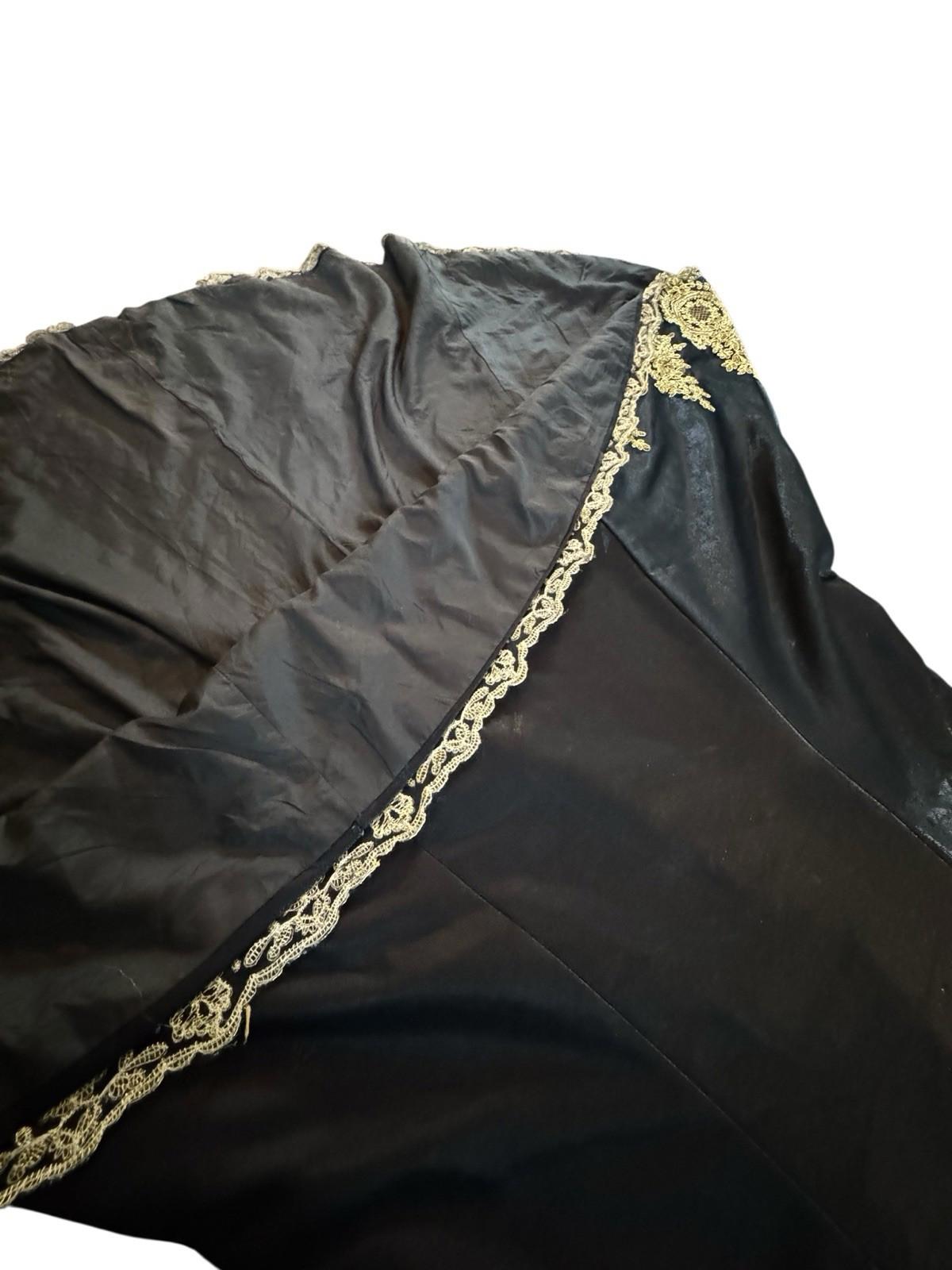 Grace Karin Black Gown Gold Floral Appliques Lined Formal Dress Size 16 Drag