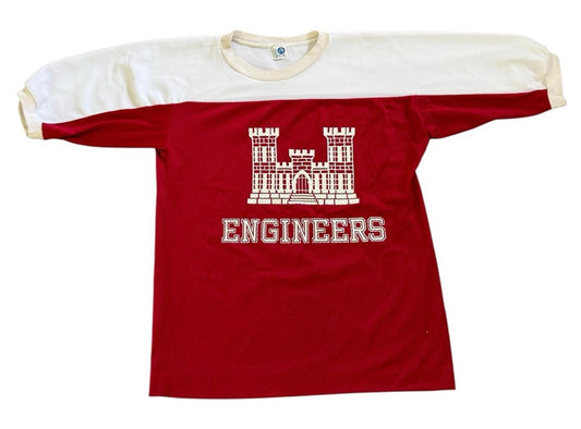 Vtg 60s Artex Engineers Cotton Polyester USA Made Red White Jersey Size M