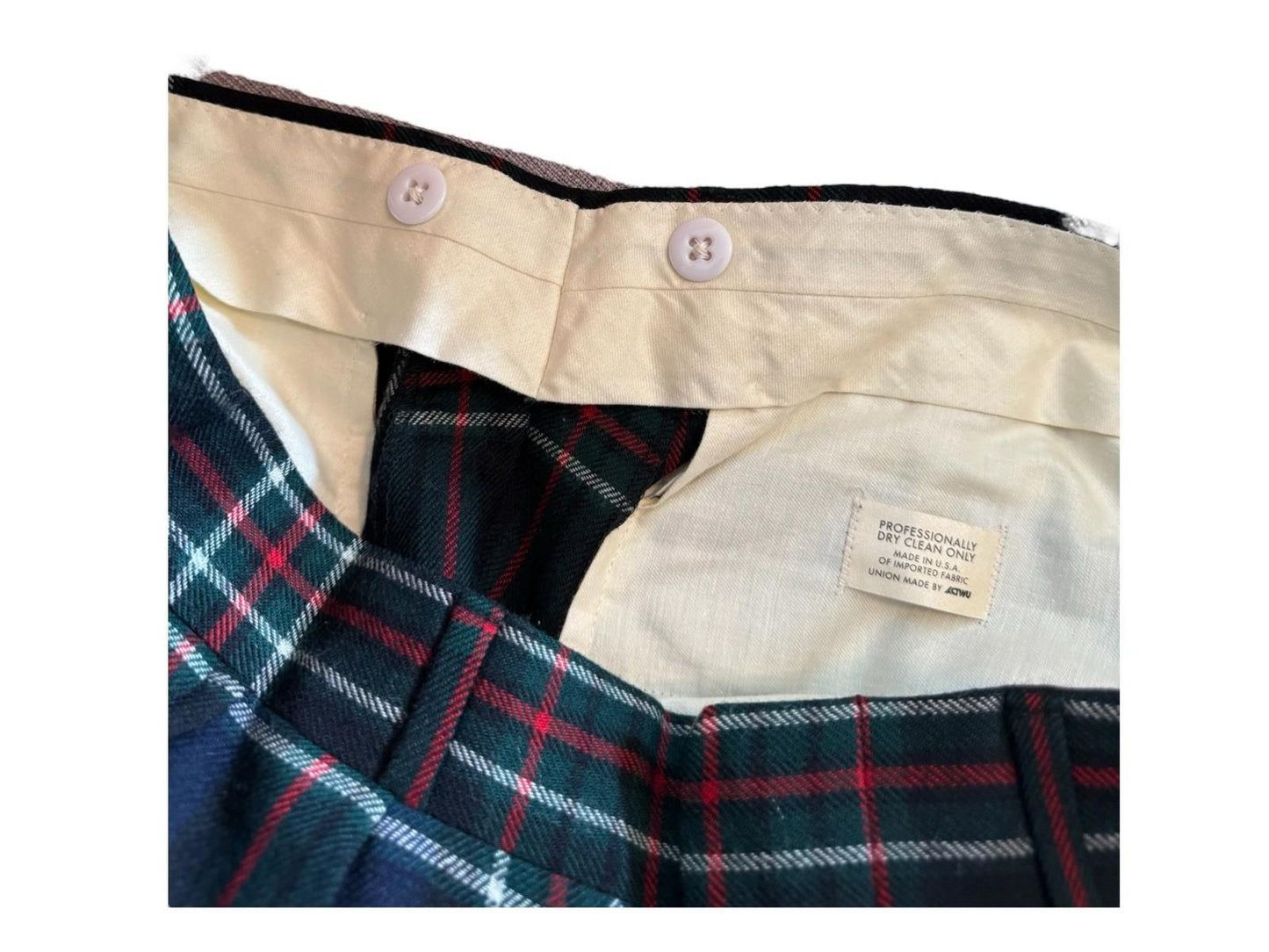 POSH Newport Beach Wool Plaid Pants With Suspender Buttons NWOT 31x28
