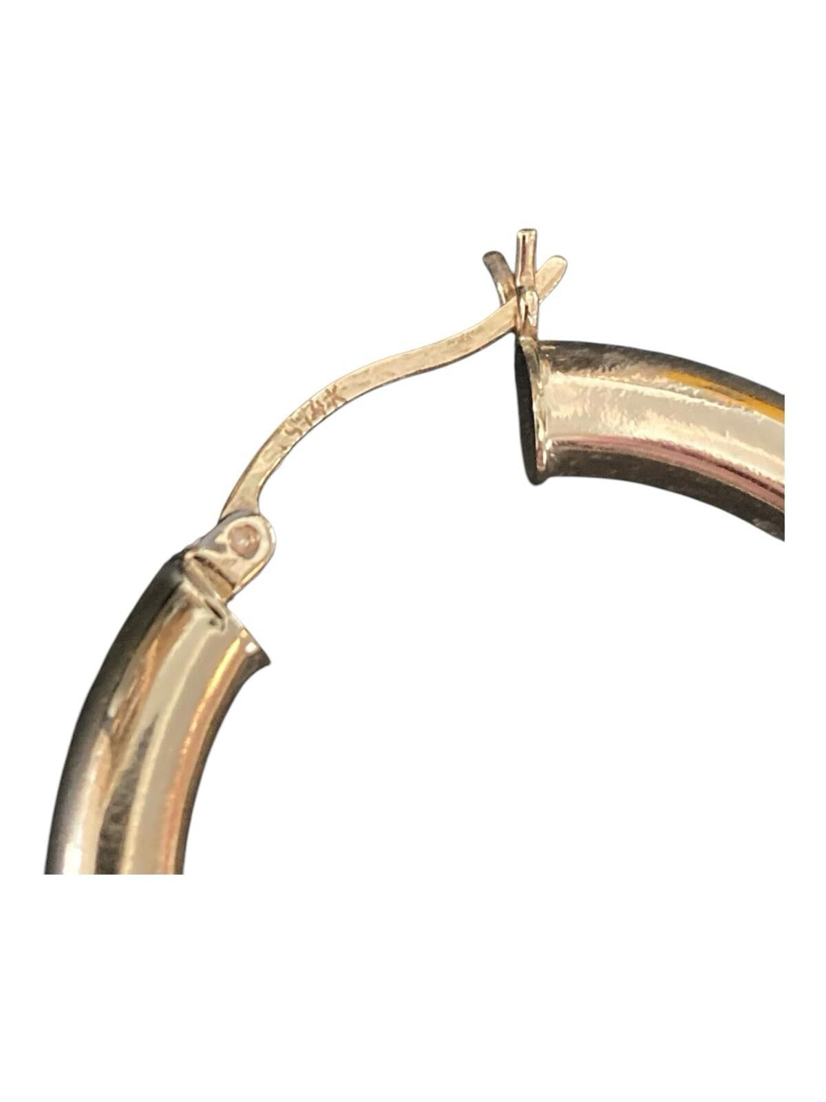 Vintage Designer 14k Gold Hoop Earrings 1.25" 32mm 5.03g