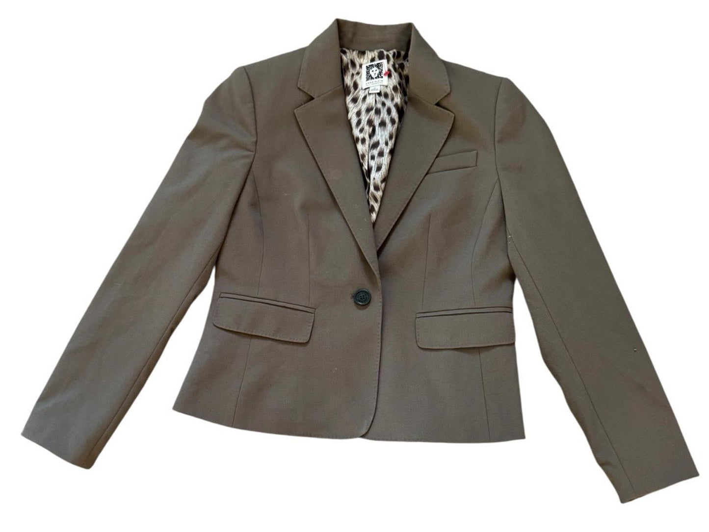 Anne Klein Blazer Suit Separates Jacket With Leopard Print Lining Size 6 Petite
