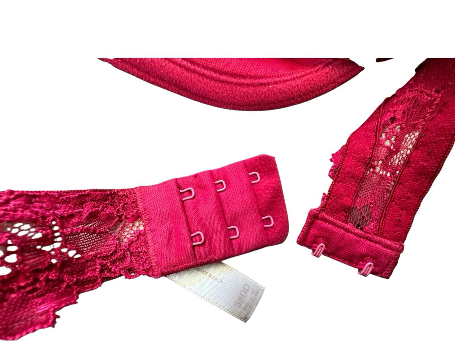 Gillian O'Malley Bedazzled Rhinestone Embroidery Deep Red Maroon Bra Drag 38DD