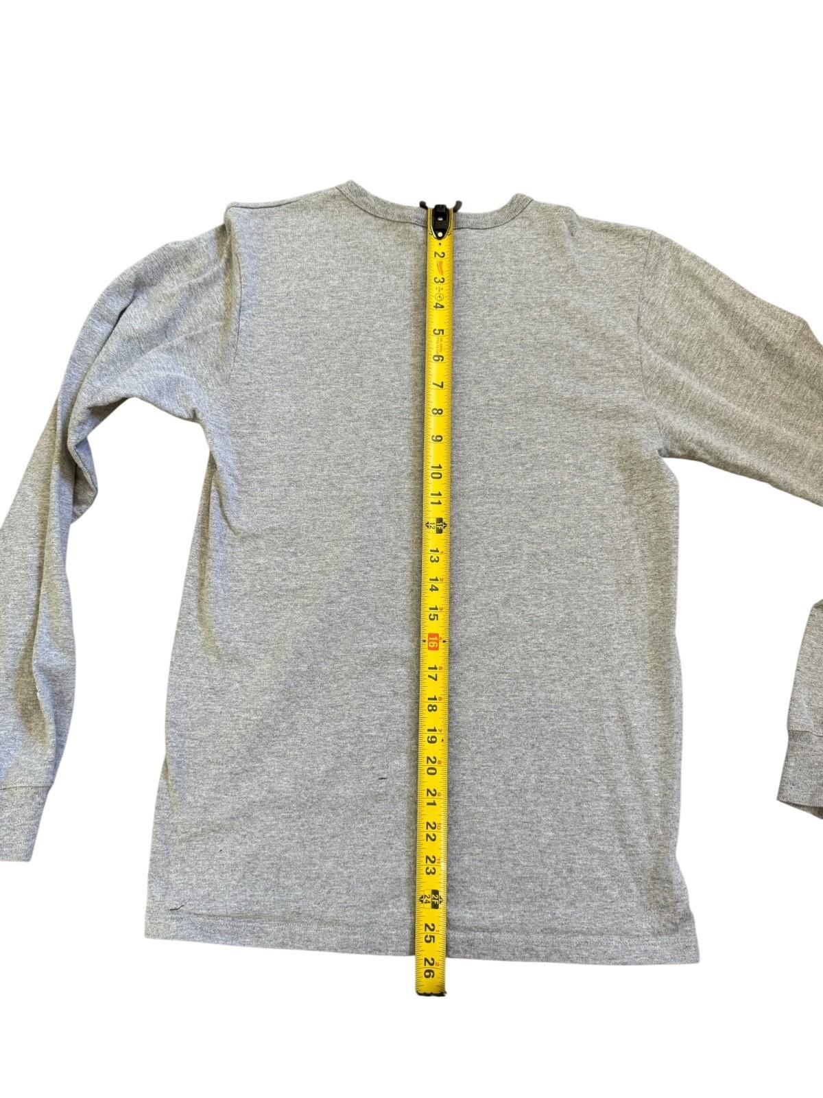Vintage 1980s CHAMPION Grey Long Sleeve T-Shirt Size Small Black Letters