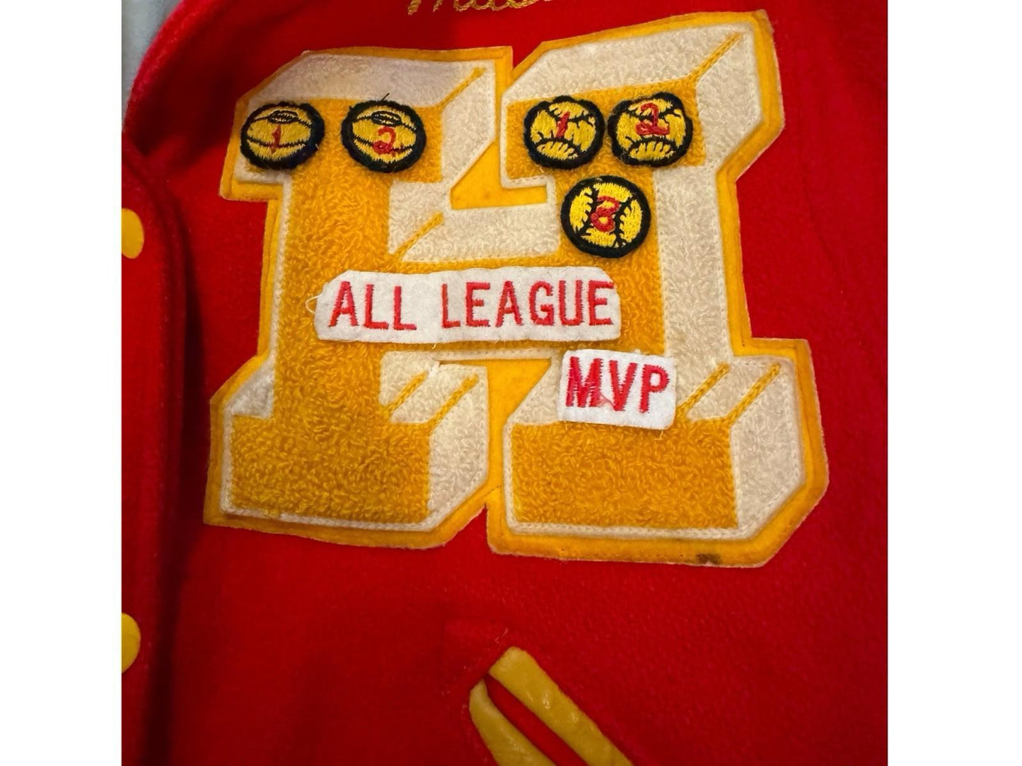 Vintage Skookum Women's Wool Red Yellow Softball JV Varsity Jacket Halloween