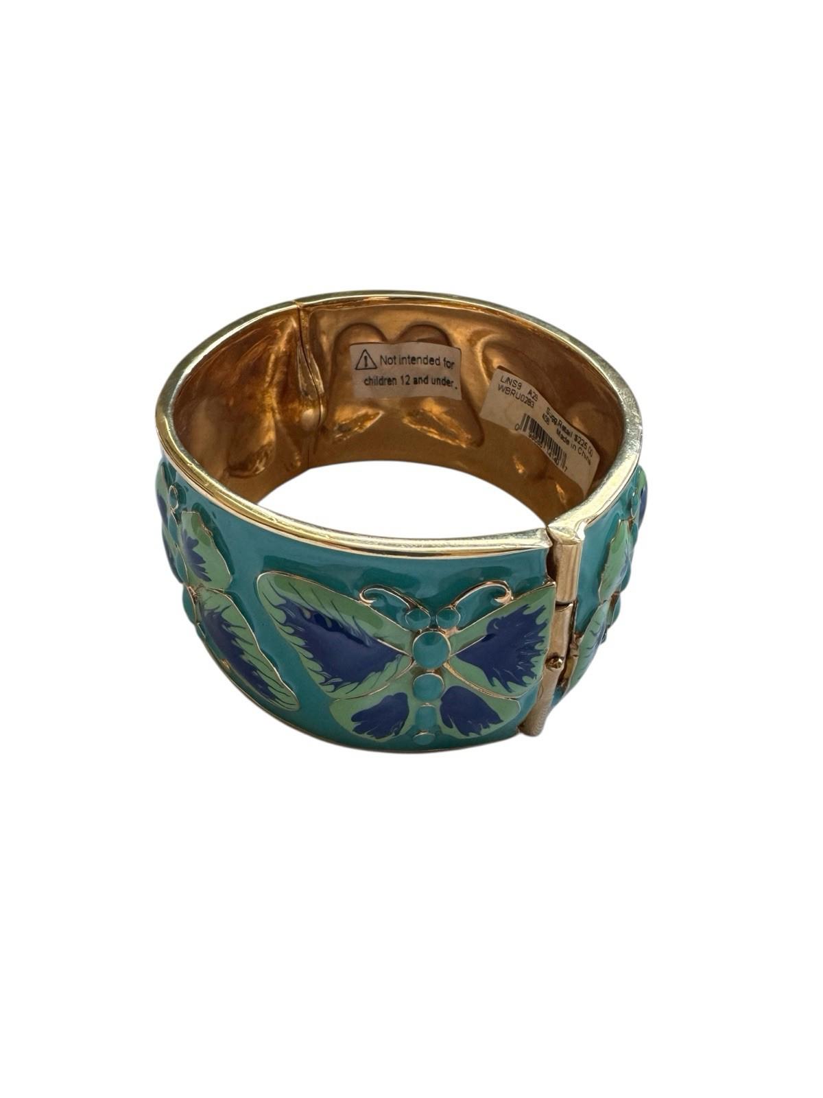 Vintage Kate Spade Blue Butterfly Hinged Cuff Bracelet NOS ORV $225