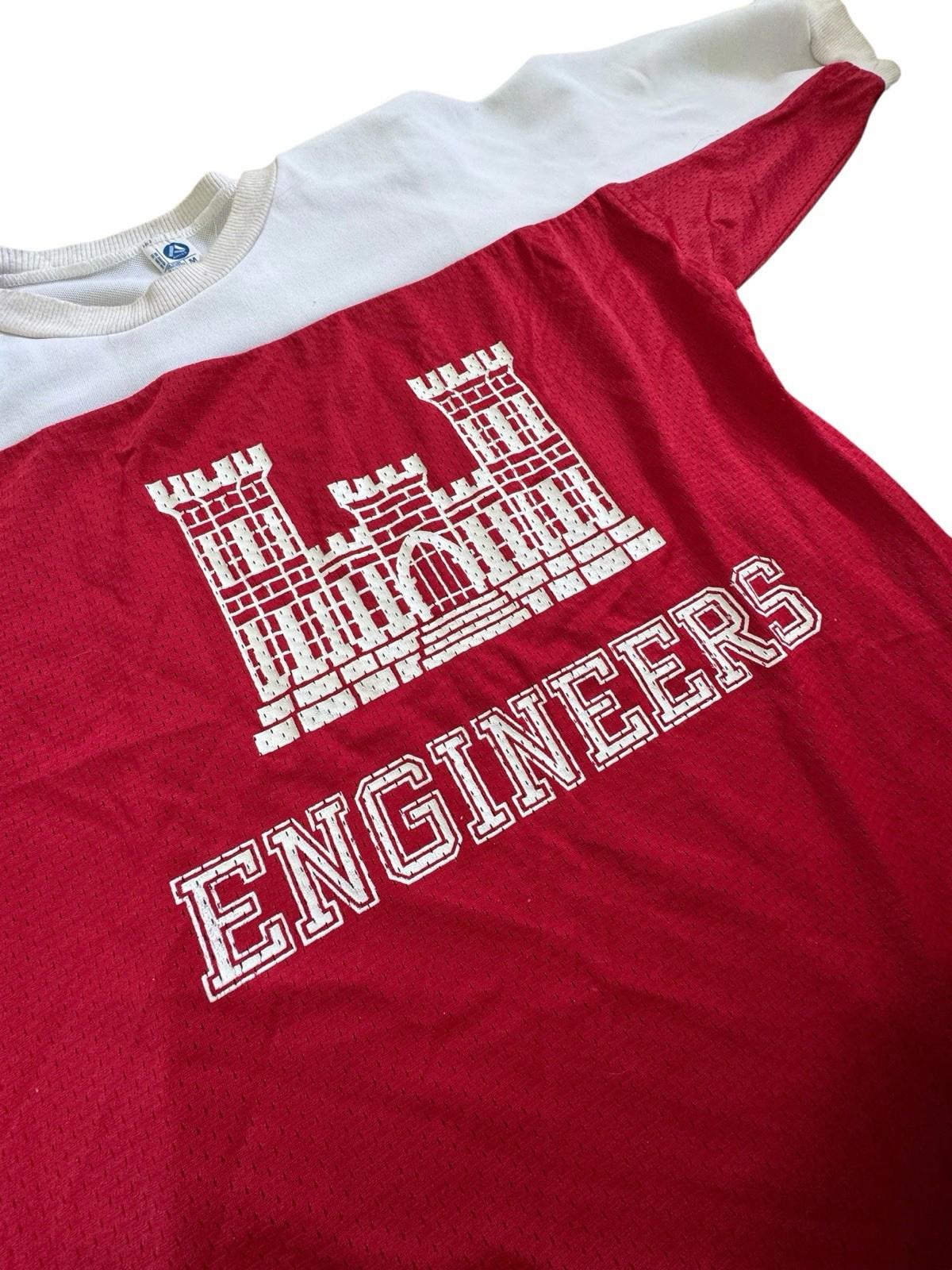 Vtg 60s Artex Engineers Cotton Polyester USA Made Red White Jersey Size M