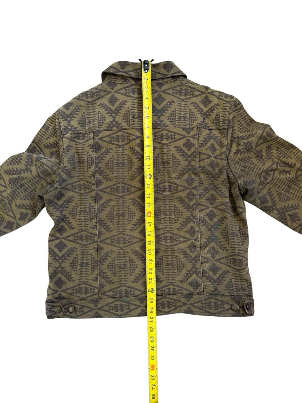 1980s Pendleton Brown Aztec Western Cotton Denim Jean Jacket Removable Collar M