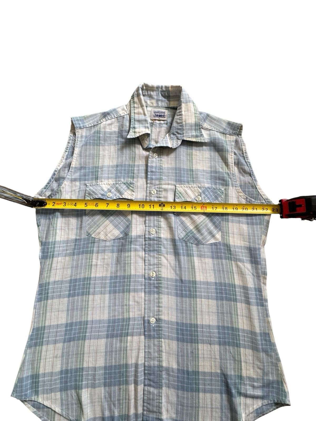Levis Jeans Vintage 1970's White Tab Mens Short Cut Sleeve Button Down Shirt L