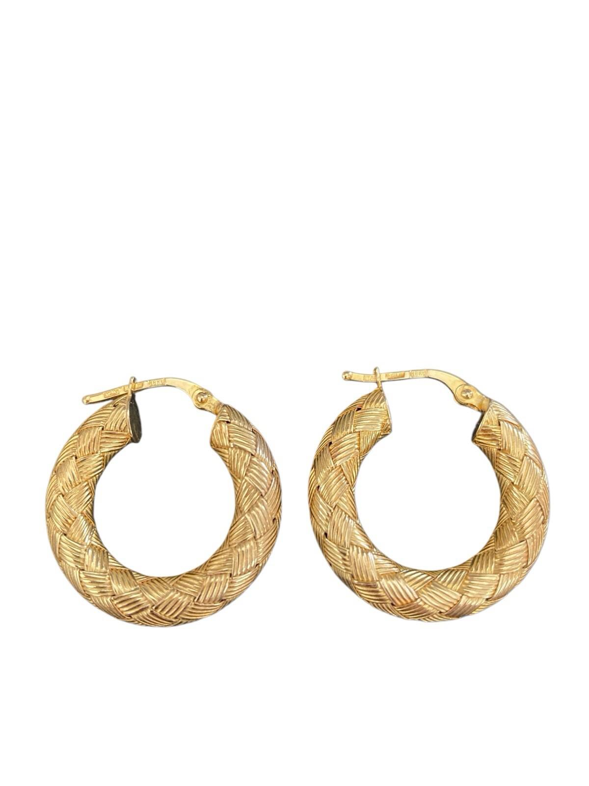 Riccardo Marotto 18k Gold Ornate Patterned Hoop Earrings Italy