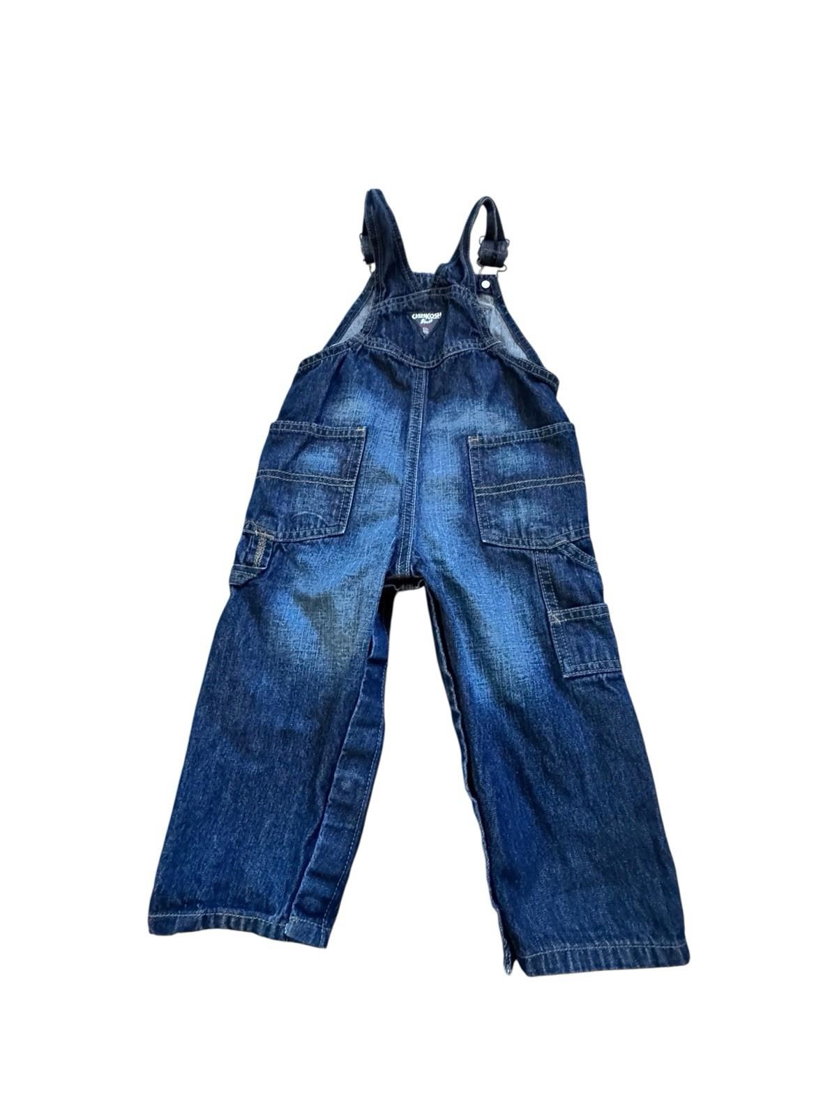 OshKosh B'Gosh Blue Cotton Overalls Vestbak Train Conductor Toddler 24 Months