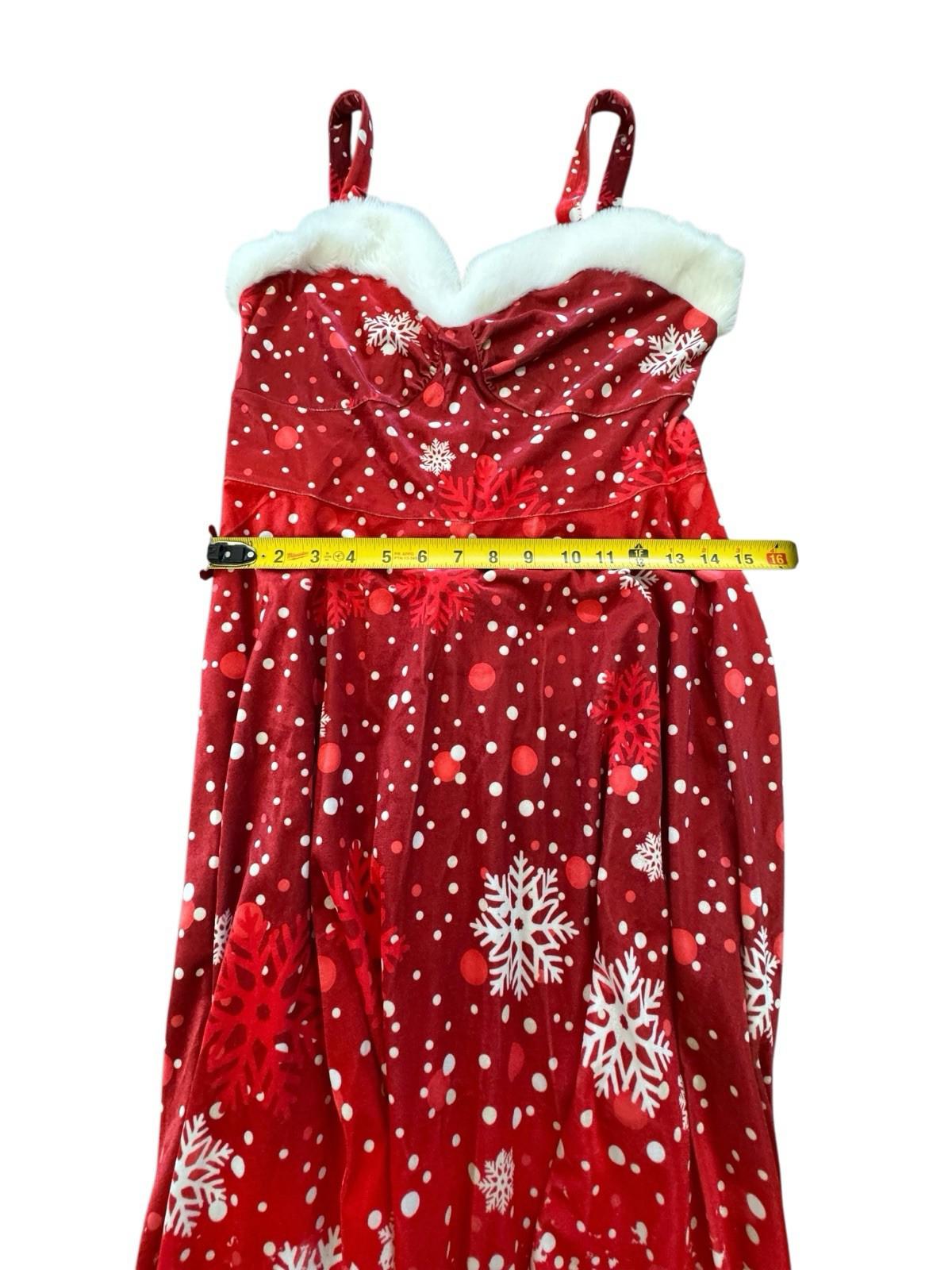 Chic Me Christmas Strap Dress Red Snowflake Stretch Faux Fur Sexy Mrs Claus Drag