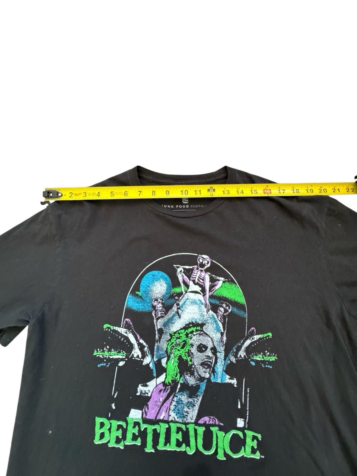 Mens Junk Food Los Angeles California T Beetlejuice T-Shirt Black Halloween L