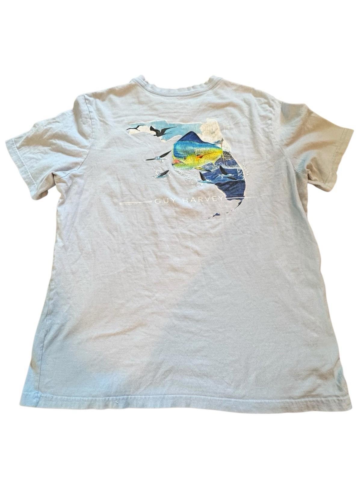 Guy Harvey Mens Fishing T-Shirt Light Blue Size Large Dated 2019